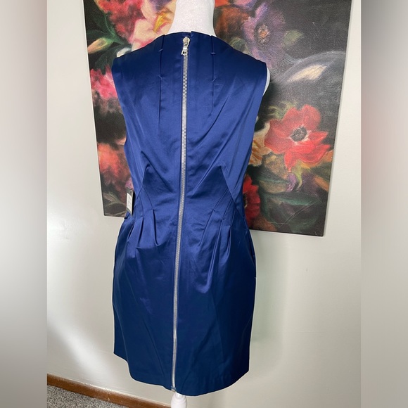 ROBERT RODRIGUEZ New Blue Cotton Satin Sheath Career Cocktail Party Dress 8 - Picture 6 of 15